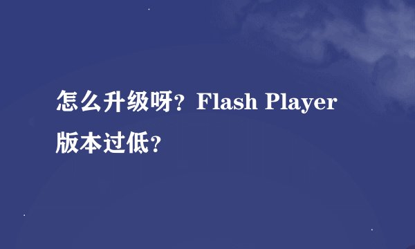 怎么升级呀？Flash Player 版本过低？