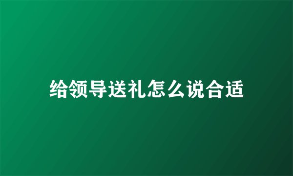 给领导送礼怎么说合适