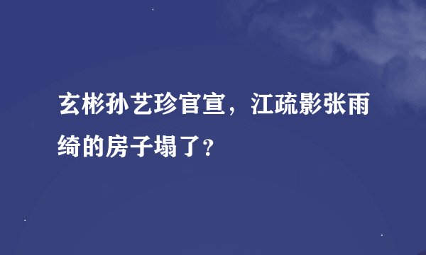 玄彬孙艺珍官宣，江疏影张雨绮的房子塌了？