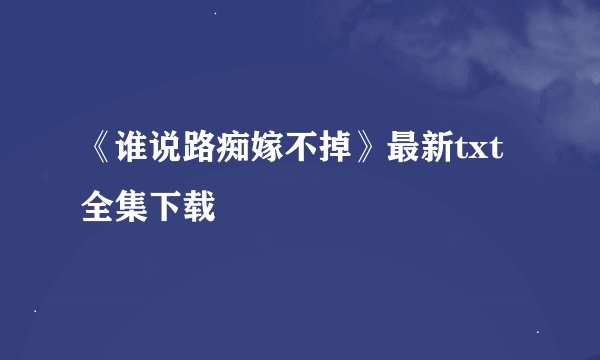 《谁说路痴嫁不掉》最新txt全集下载