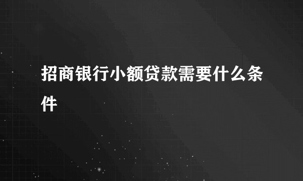 招商银行小额贷款需要什么条件