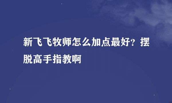 新飞飞牧师怎么加点最好？摆脱高手指教啊