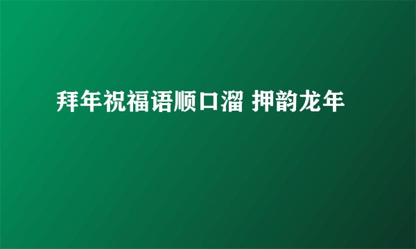 拜年祝福语顺口溜 押韵龙年