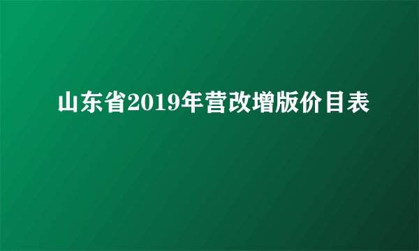 山东省2019年营改增版价目表