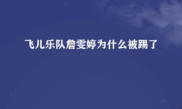 飞儿乐队詹雯婷为什么被踢了