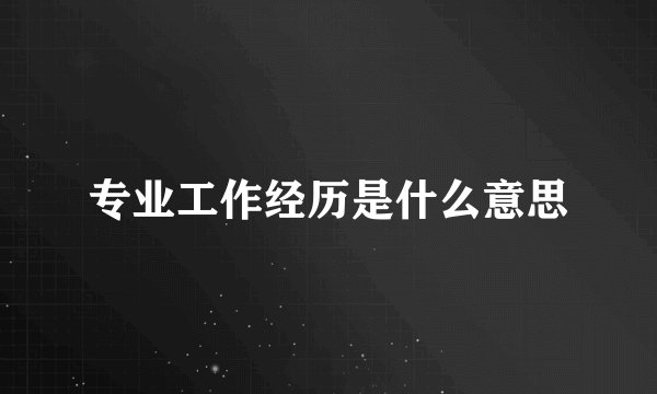 专业工作经历是什么意思