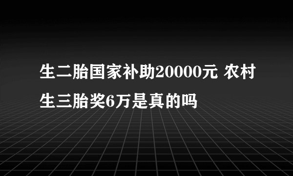 生二胎国家补助20000元 农村生三胎奖6万是真的吗