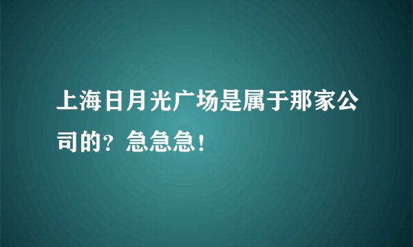 上海日月光广场是属于那家公司的？急急急！