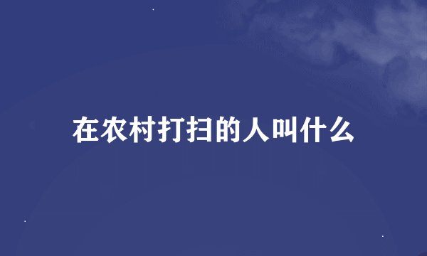 在农村打扫的人叫什么