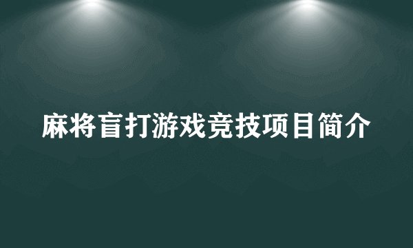 麻将盲打游戏竞技项目简介