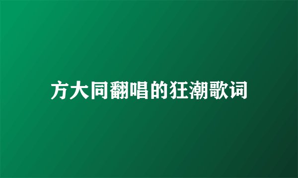 方大同翻唱的狂潮歌词