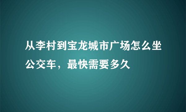 从李村到宝龙城市广场怎么坐公交车，最快需要多久