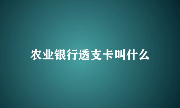 农业银行透支卡叫什么