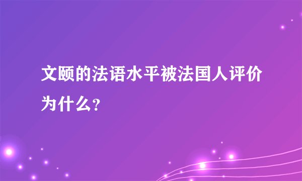 文颐的法语水平被法国人评价为什么？