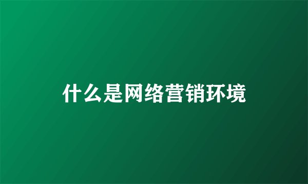 什么是网络营销环境