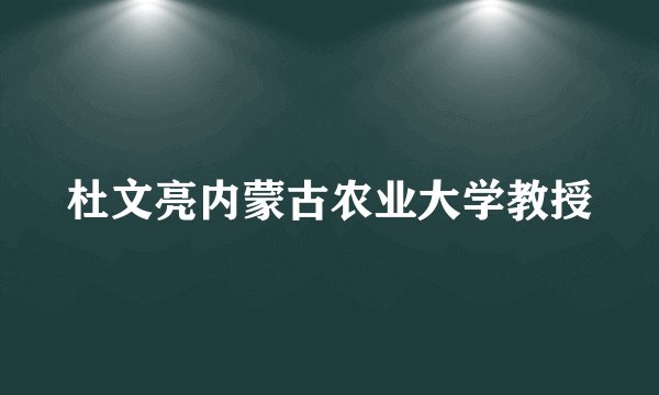 杜文亮内蒙古农业大学教授