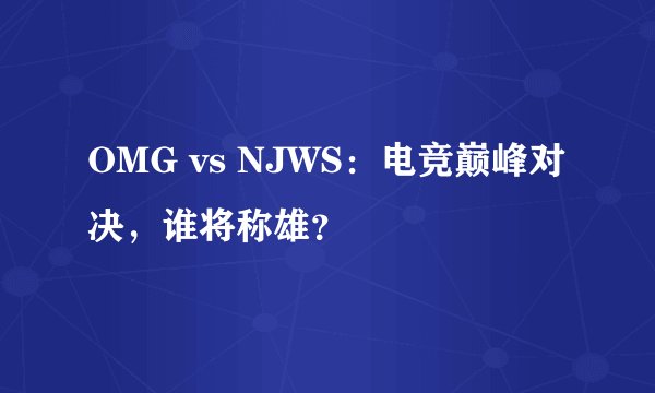 OMG vs NJWS：电竞巅峰对决，谁将称雄？
