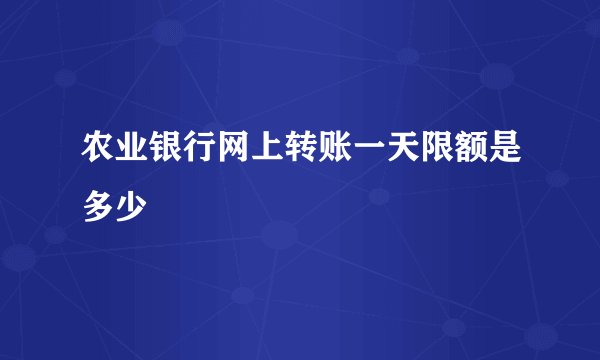 农业银行网上转账一天限额是多少