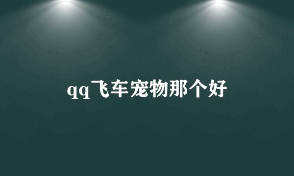 qq飞车宠物那个好
