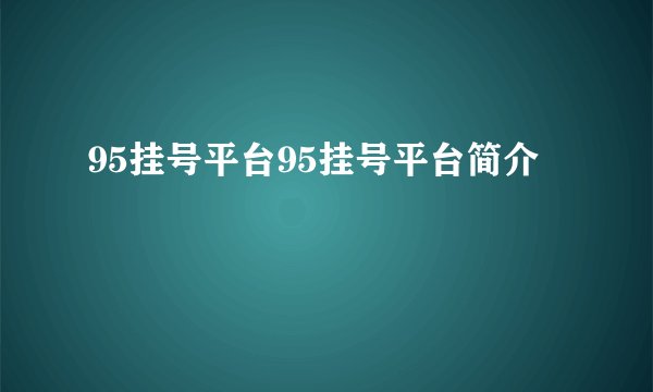 95挂号平台95挂号平台简介