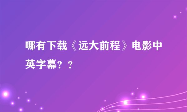 哪有下载《远大前程》电影中英字幕？？