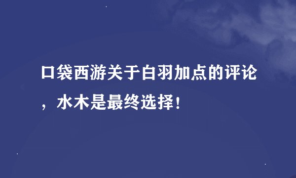 口袋西游关于白羽加点的评论，水木是最终选择！