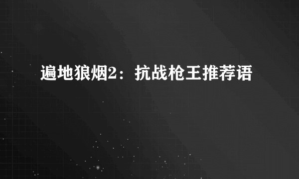 遍地狼烟2：抗战枪王推荐语