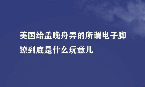 美国给孟晚舟弄的所谓电子脚镣到底是什么玩意儿