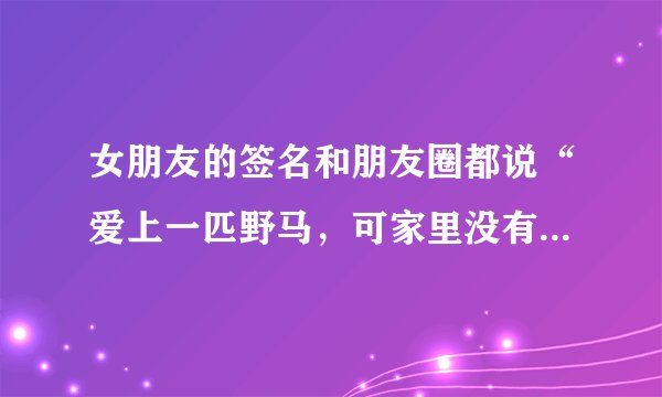 女朋友的签名和朋友圈都说“爱上一匹野马，可家里没有草原”什么意思