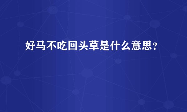 好马不吃回头草是什么意思？