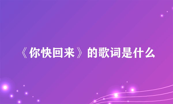 《你快回来》的歌词是什么