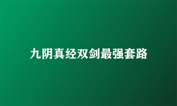 九阴真经双剑最强套路