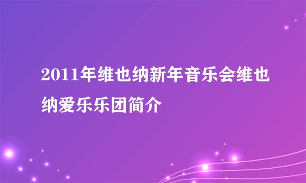 2011年维也纳新年音乐会维也纳爱乐乐团简介