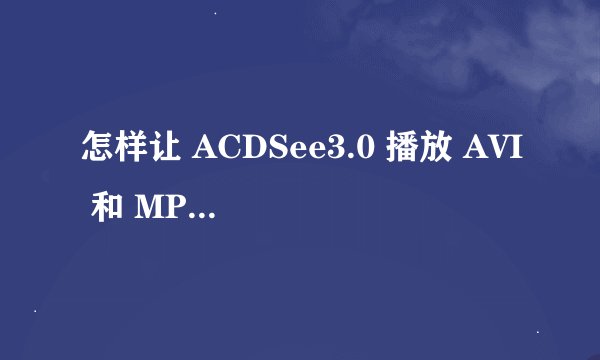 怎样让 ACDSee3.0 播放 AVI 和 MPG 格式的动态影像文件?