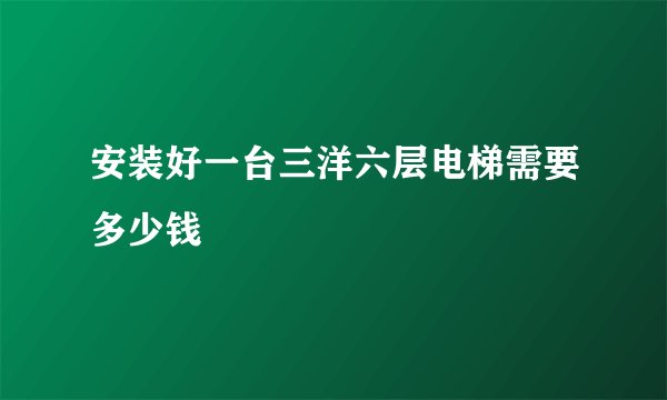安装好一台三洋六层电梯需要多少钱