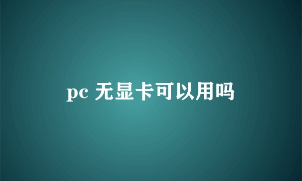 pc 无显卡可以用吗