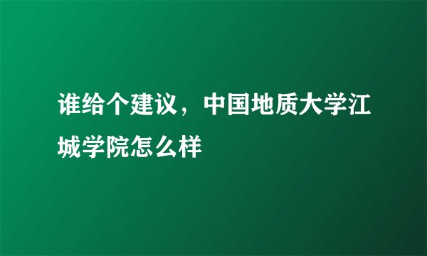 谁给个建议，中国地质大学江城学院怎么样