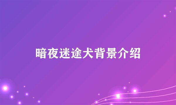 暗夜迷途犬背景介绍
