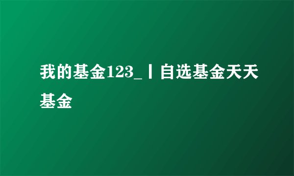 我的基金123_丨自选基金天天基金