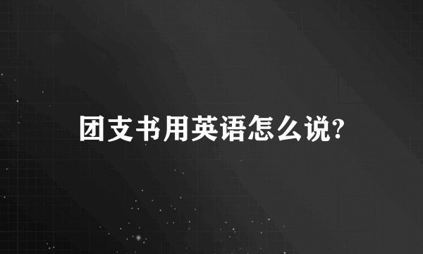 团支书用英语怎么说?