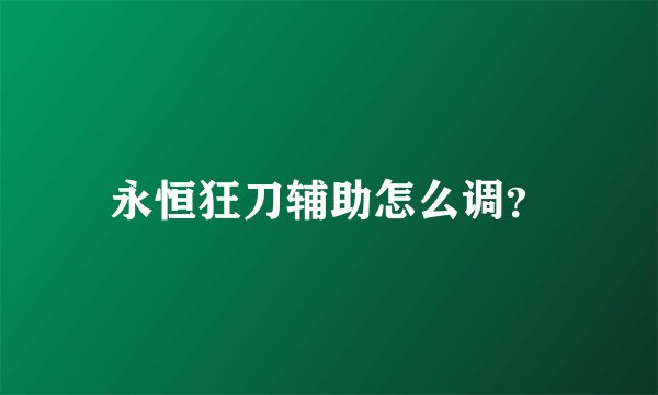 永恒狂刀辅助怎么调？