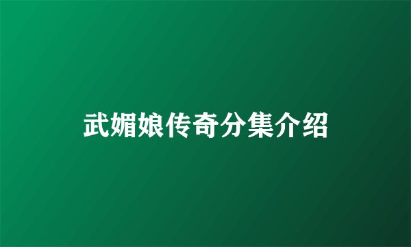 武媚娘传奇分集介绍