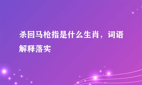杀回马枪指是什么生肖，词语解释落实