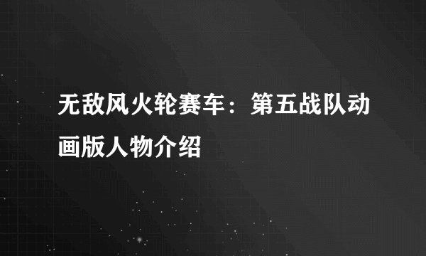 无敌风火轮赛车：第五战队动画版人物介绍