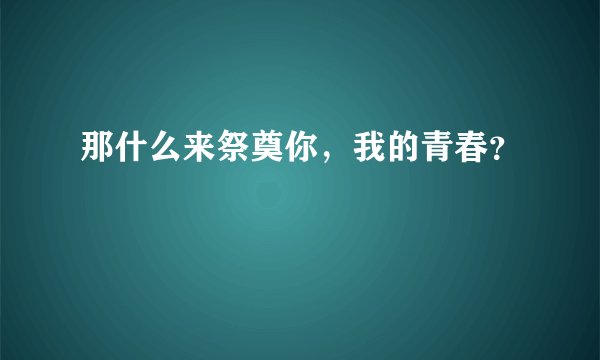 那什么来祭奠你，我的青春？