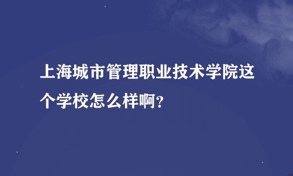 上海城市管理职业技术学院这个学校怎么样啊？