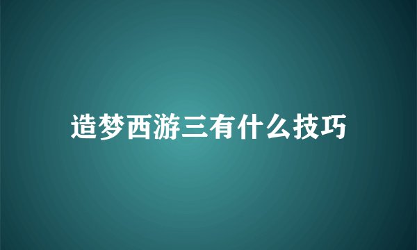 造梦西游三有什么技巧