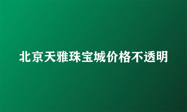 北京天雅珠宝城价格不透明