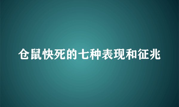 仓鼠快死的七种表现和征兆