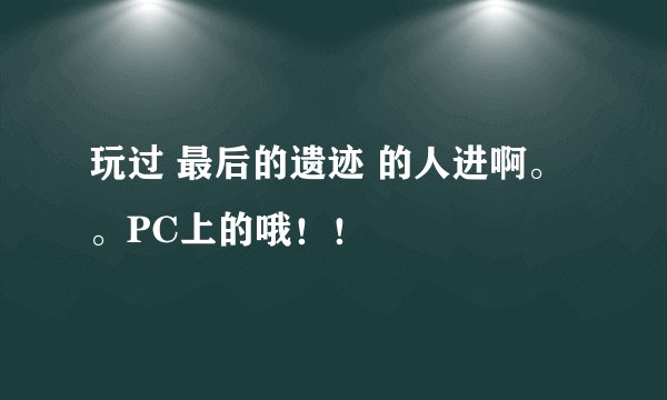 玩过 最后的遗迹 的人进啊。。PC上的哦！！